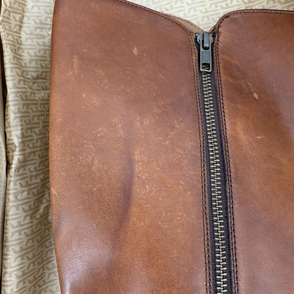 NIB RARE Frye Carson Piping Tall Women's Size 8M Boots - Caramel - Extended Calf - Picture 12 of 15